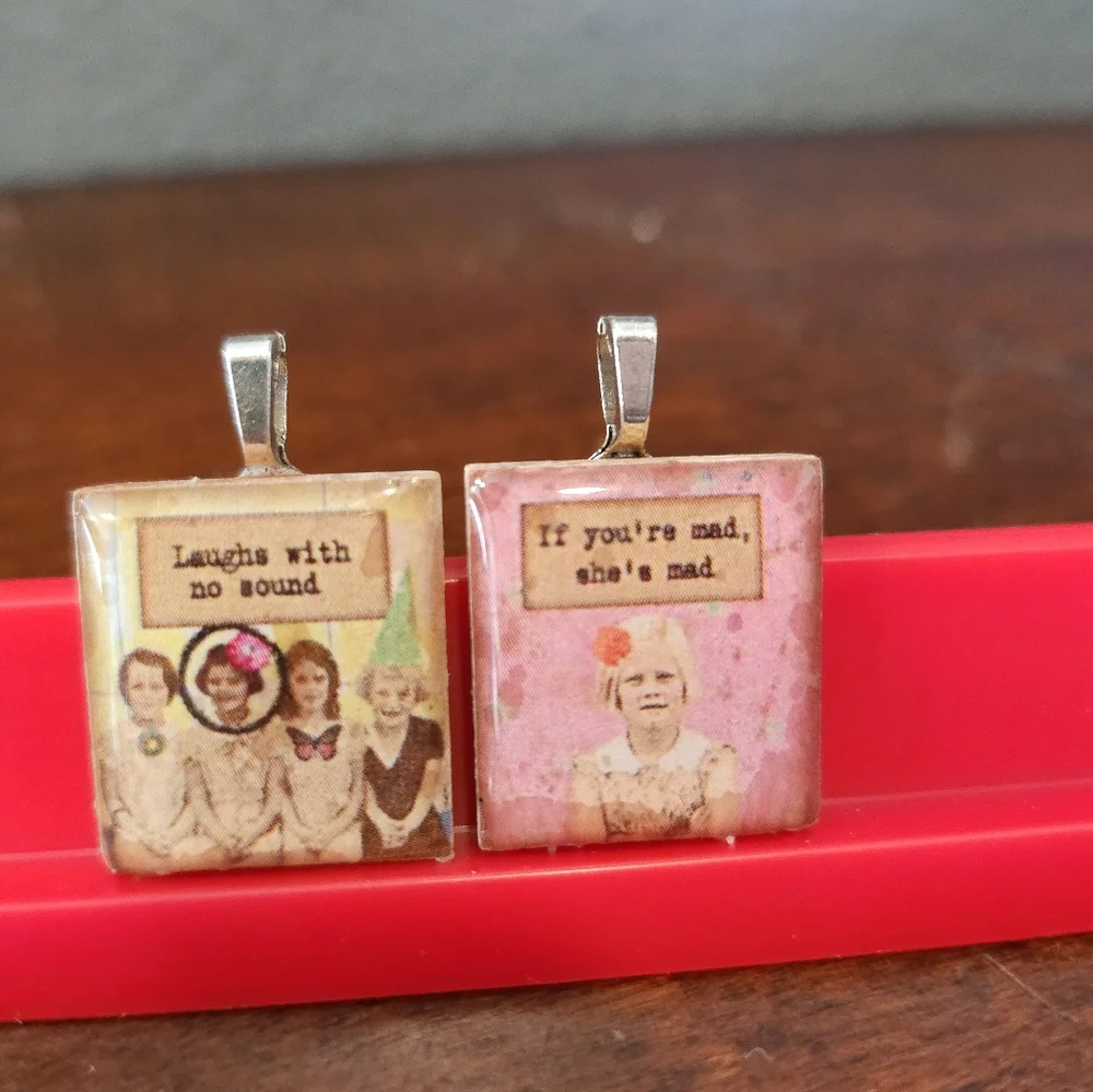 Scrabble Tile Best Friend Sisters friendship Vintage style Whimsical Handmade - Picture 2 of 10